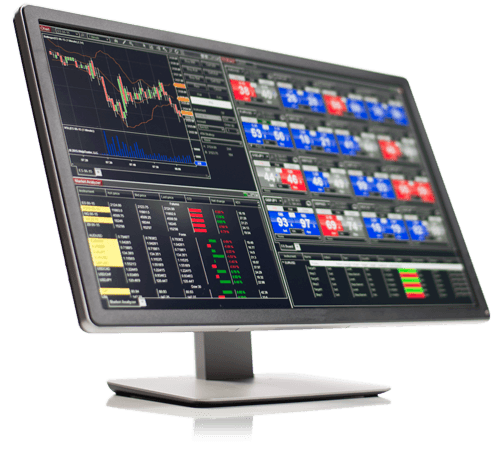 NinjaTrader platform shown on a desktop monitor